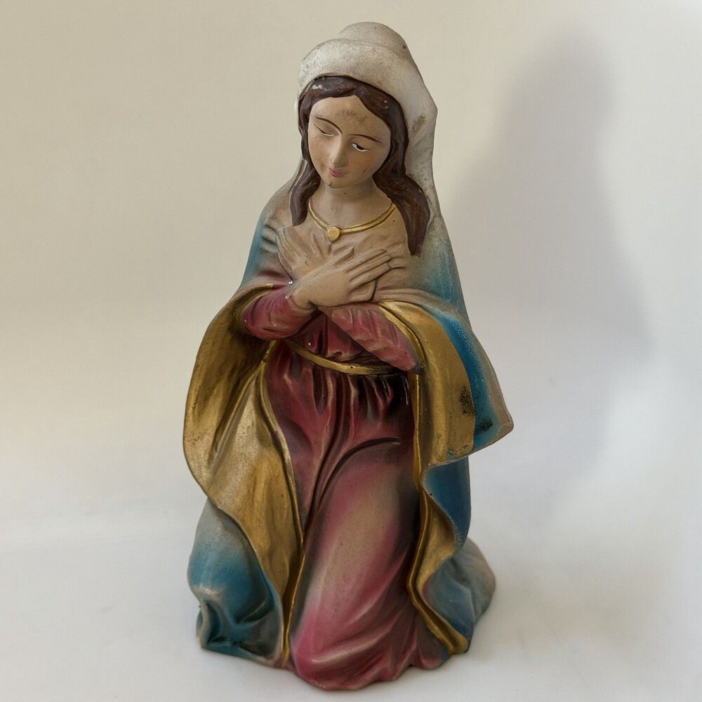 Vintage Japan Nativity Virgin Mary Figurine 6 3/4” Hand Painted Christmas Decor
